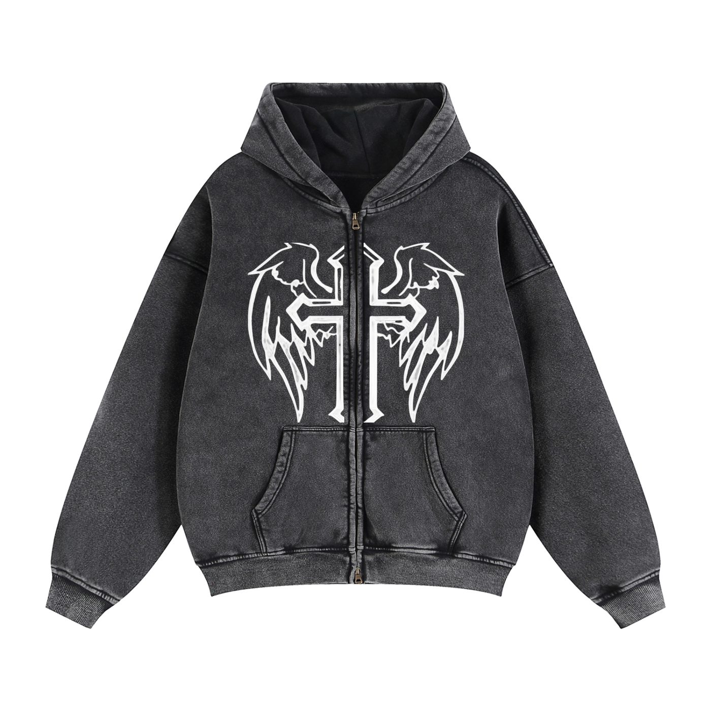 Zip-Through Cross Fleece Hoodie