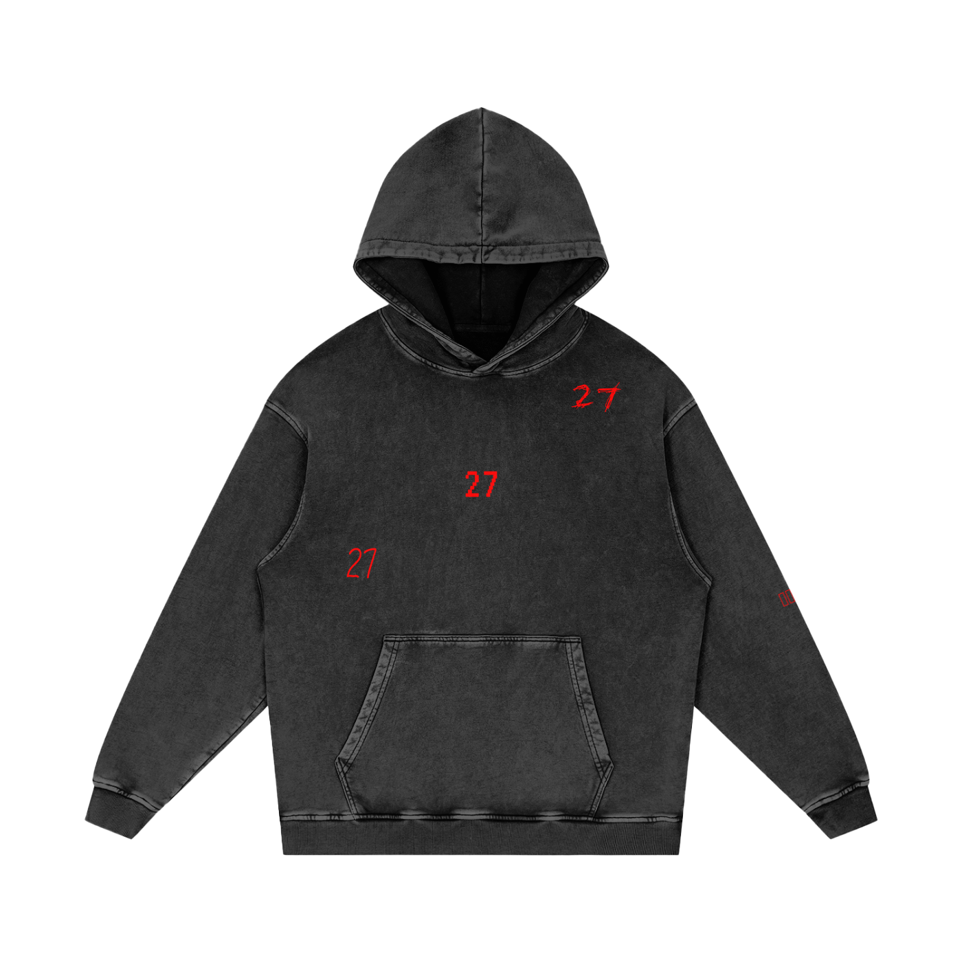 Snow Washed '27'  Loose Cotton Hoodie