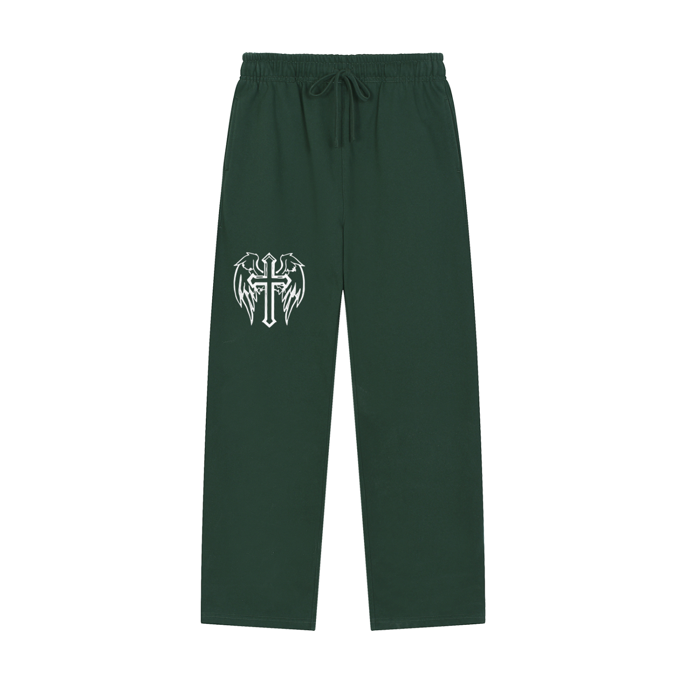 Solid Color Cross Straight-Leg Sweatpants
