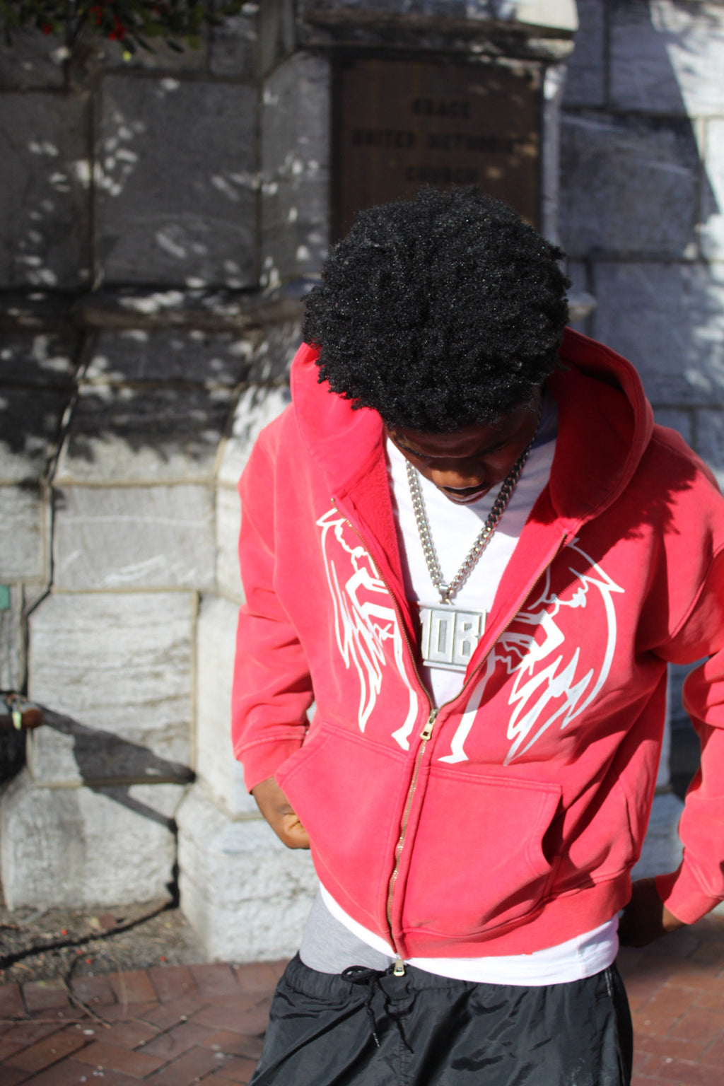 Zip-Through Cross Fleece Hoodie