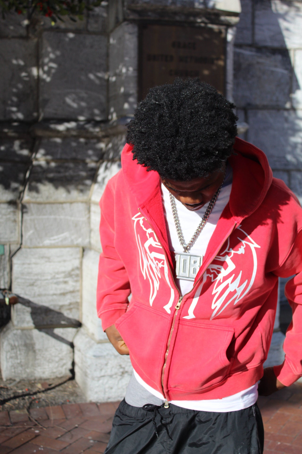 Zip-Through Cross Fleece Hoodie