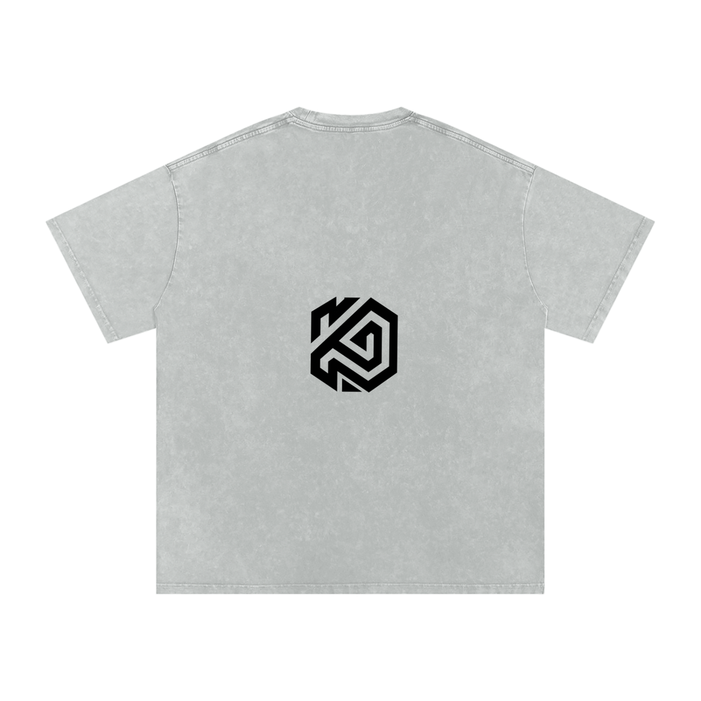 Snow Washed Cross Oversized Cotton T-Shirt