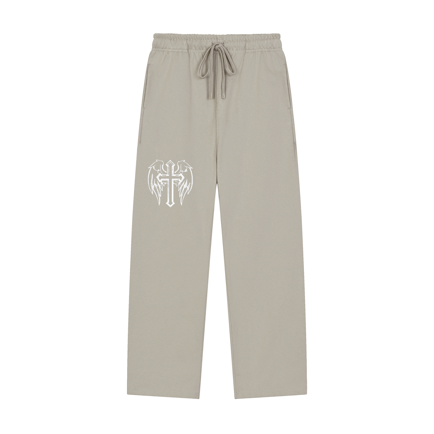Solid Color Cross Straight-Leg Sweatpants