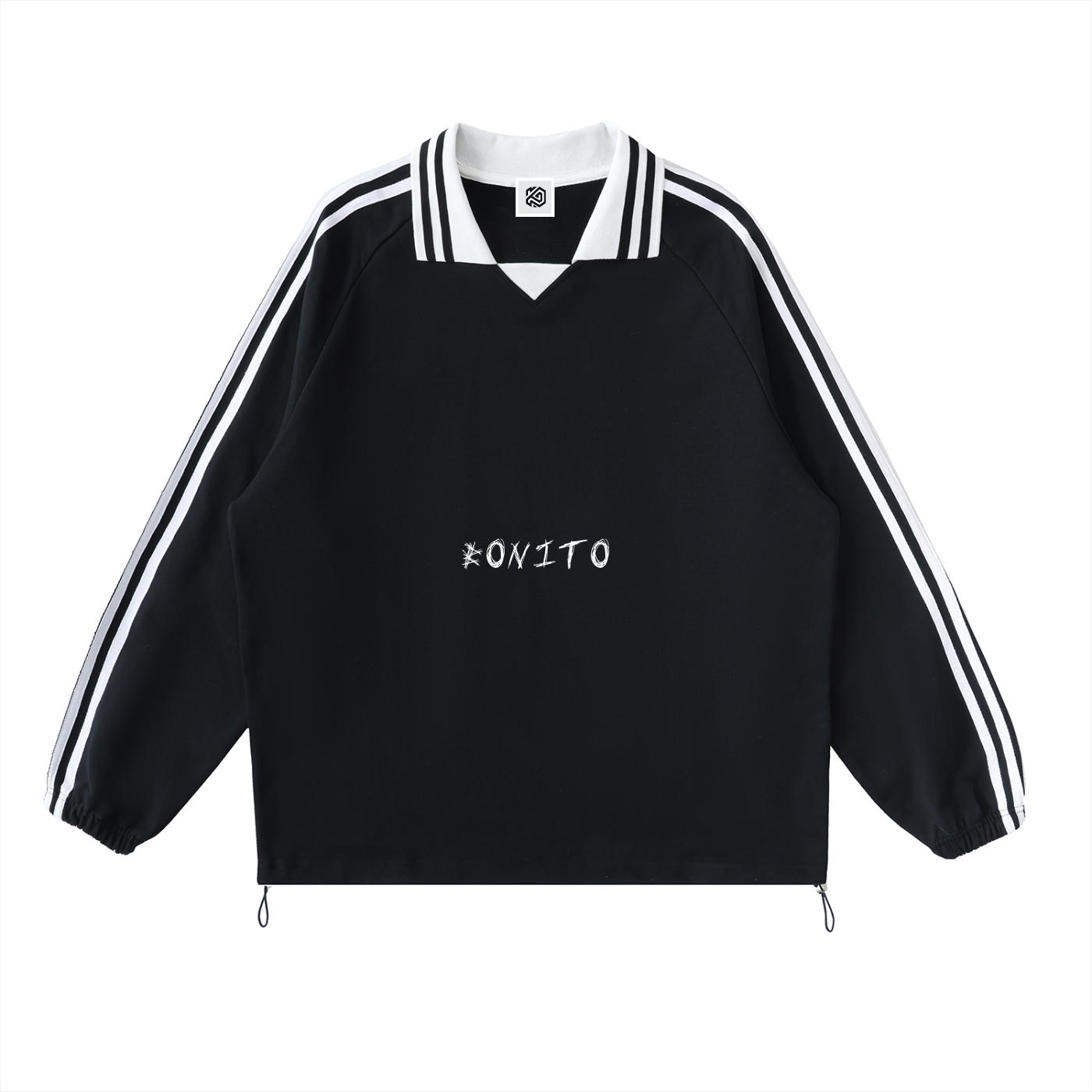 Contrast BONITO Striped Lapel Collar Sweatshirt