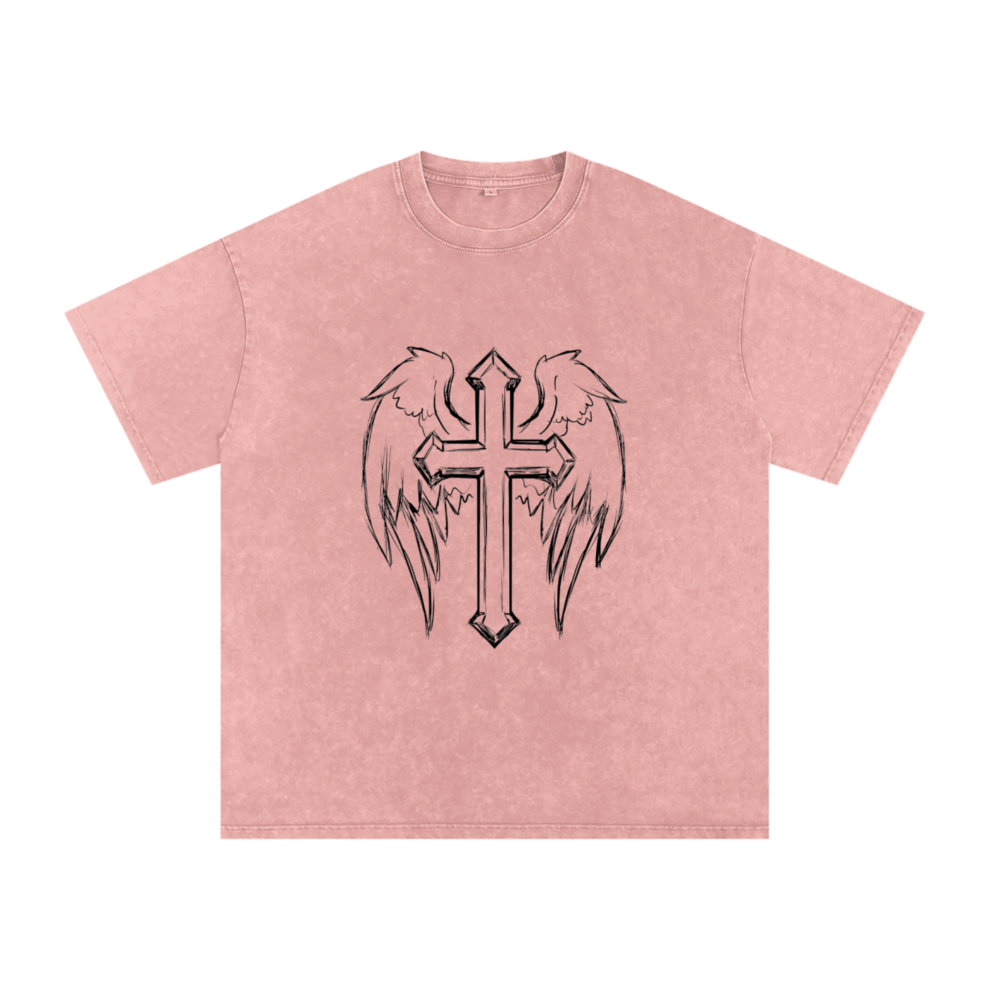Snow Washed Cross Oversized Cotton T-Shirt