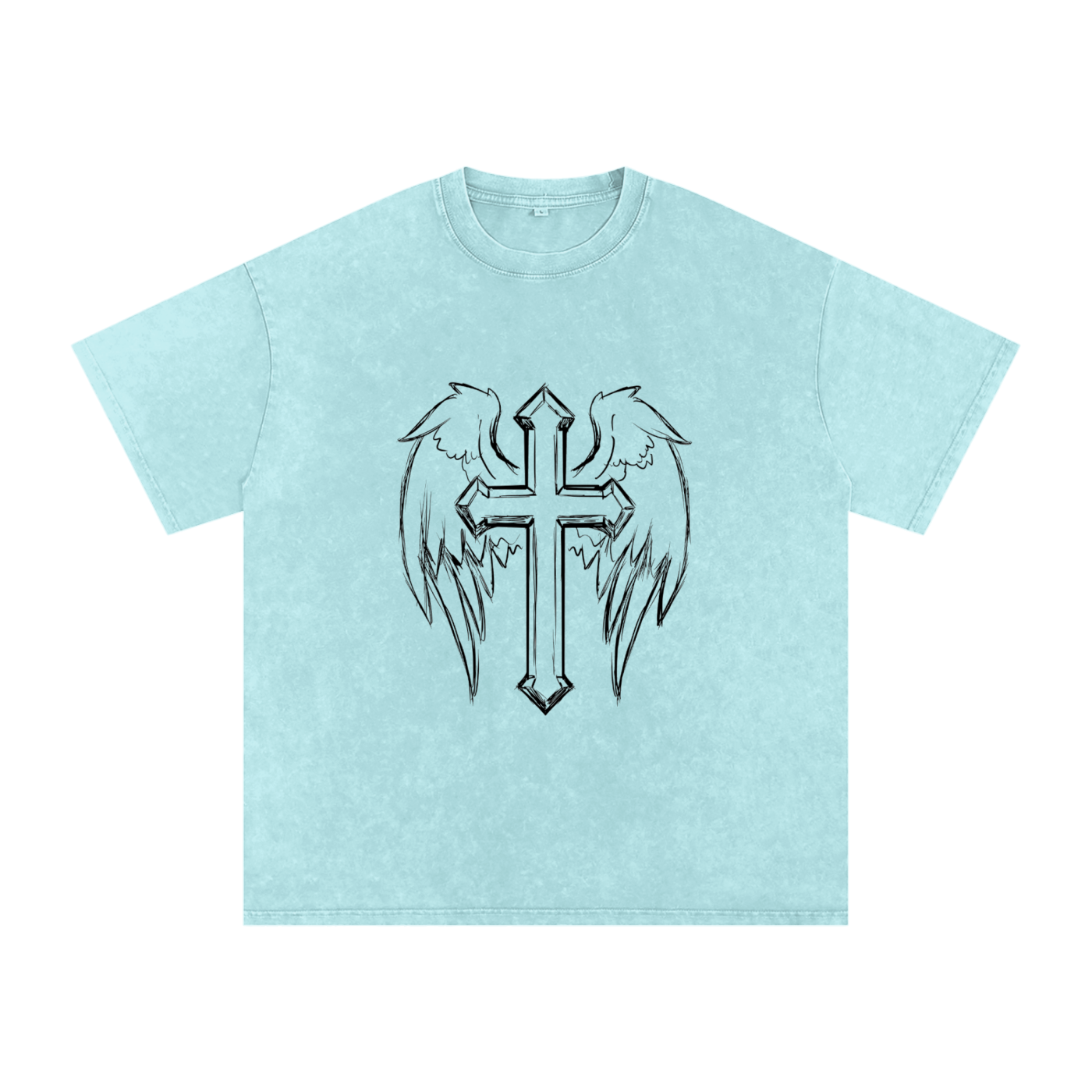 Snow Washed Cross Oversized Cotton T-Shirt