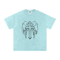 Snow Washed Cross Oversized Cotton T-Shirt