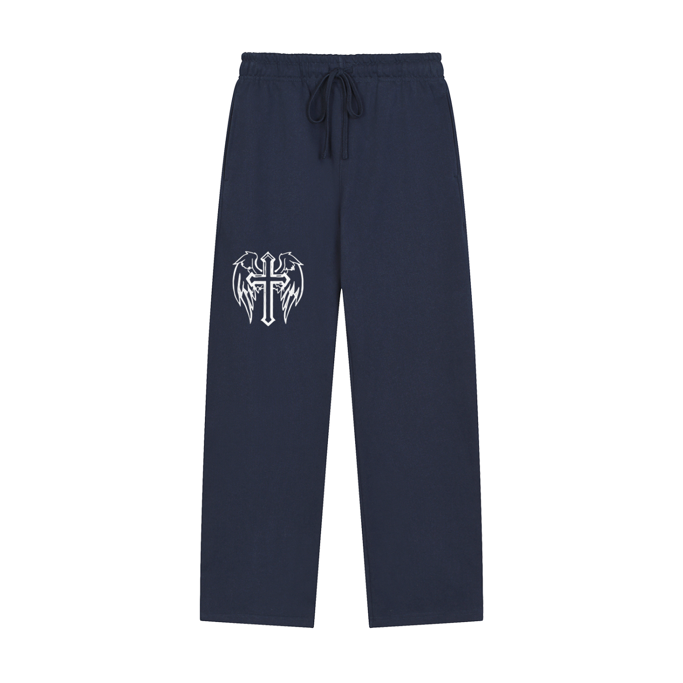 Solid Color Cross Straight-Leg Sweatpants