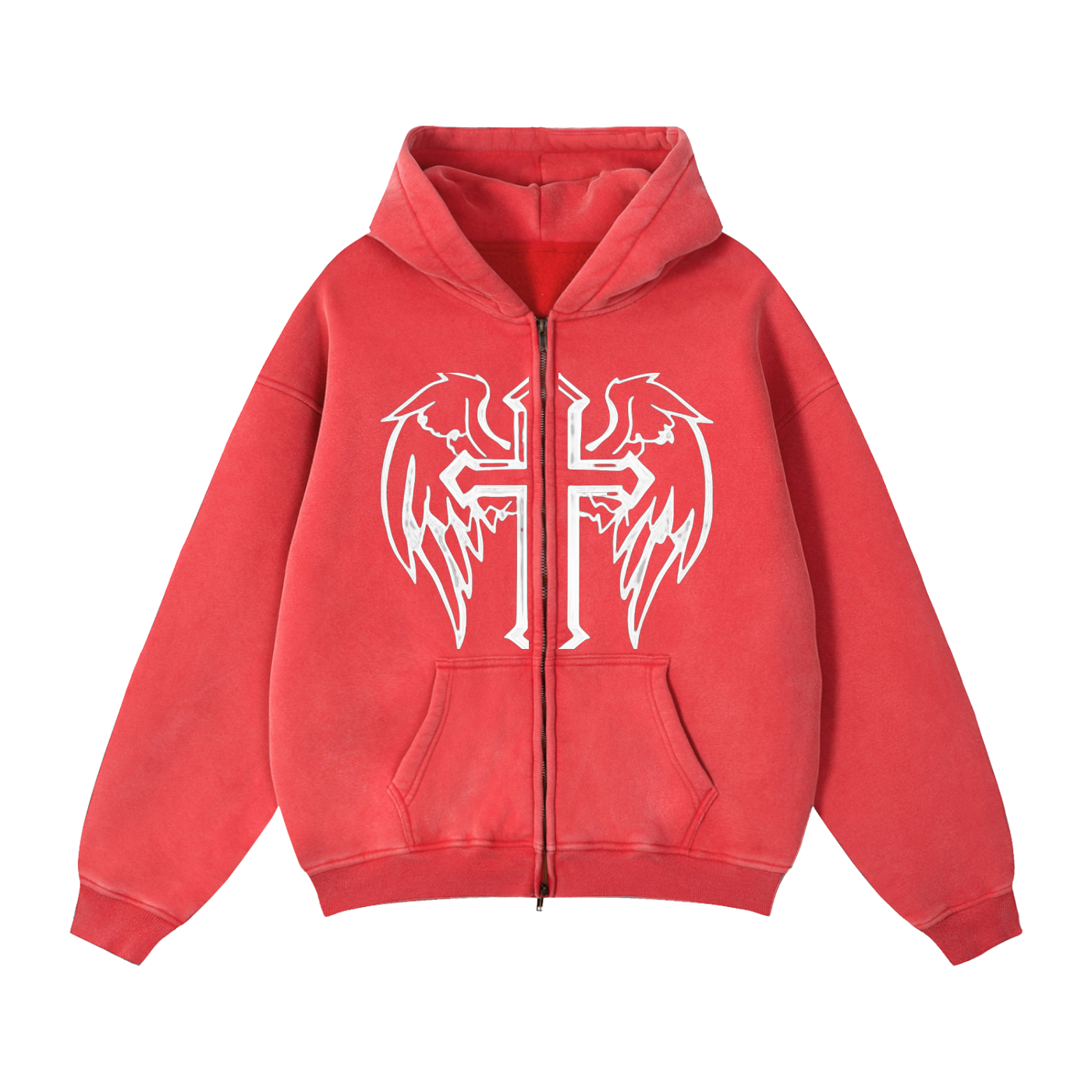 Zip-Through Cross Fleece Hoodie