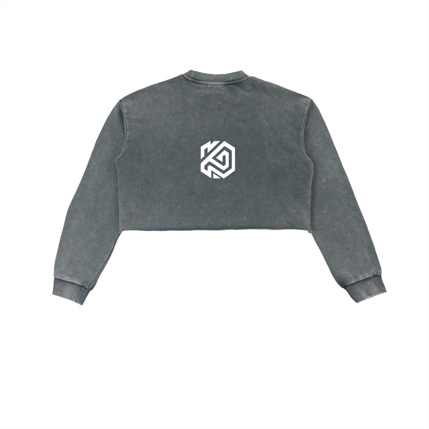 Snow Washed Cross Raw Edge Cropped Sweatshirt