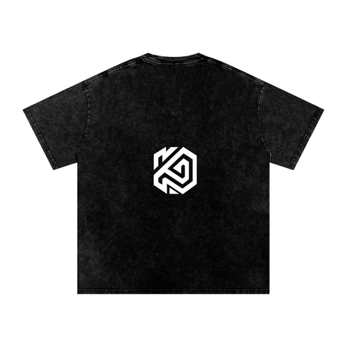 Black Snow Washed Cross Oversized Cotton T-Shirt