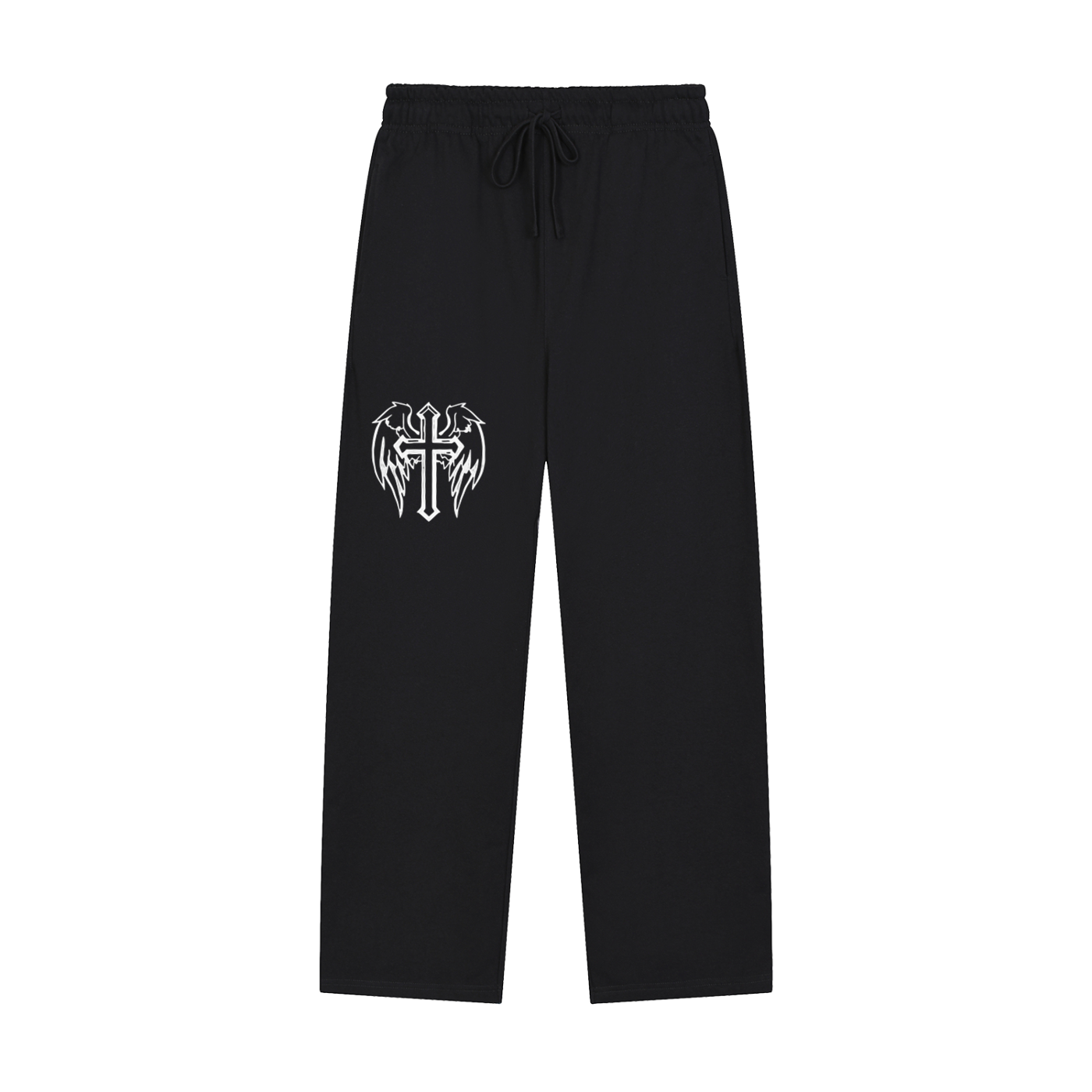 Solid Color Cross Straight-Leg Sweatpants
