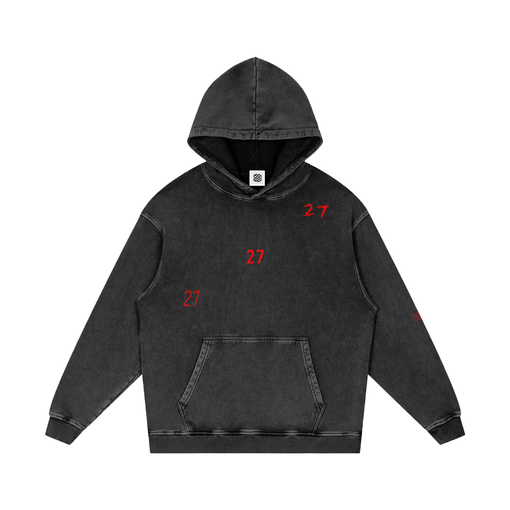 Snow Washed '27'  Loose Cotton Hoodie