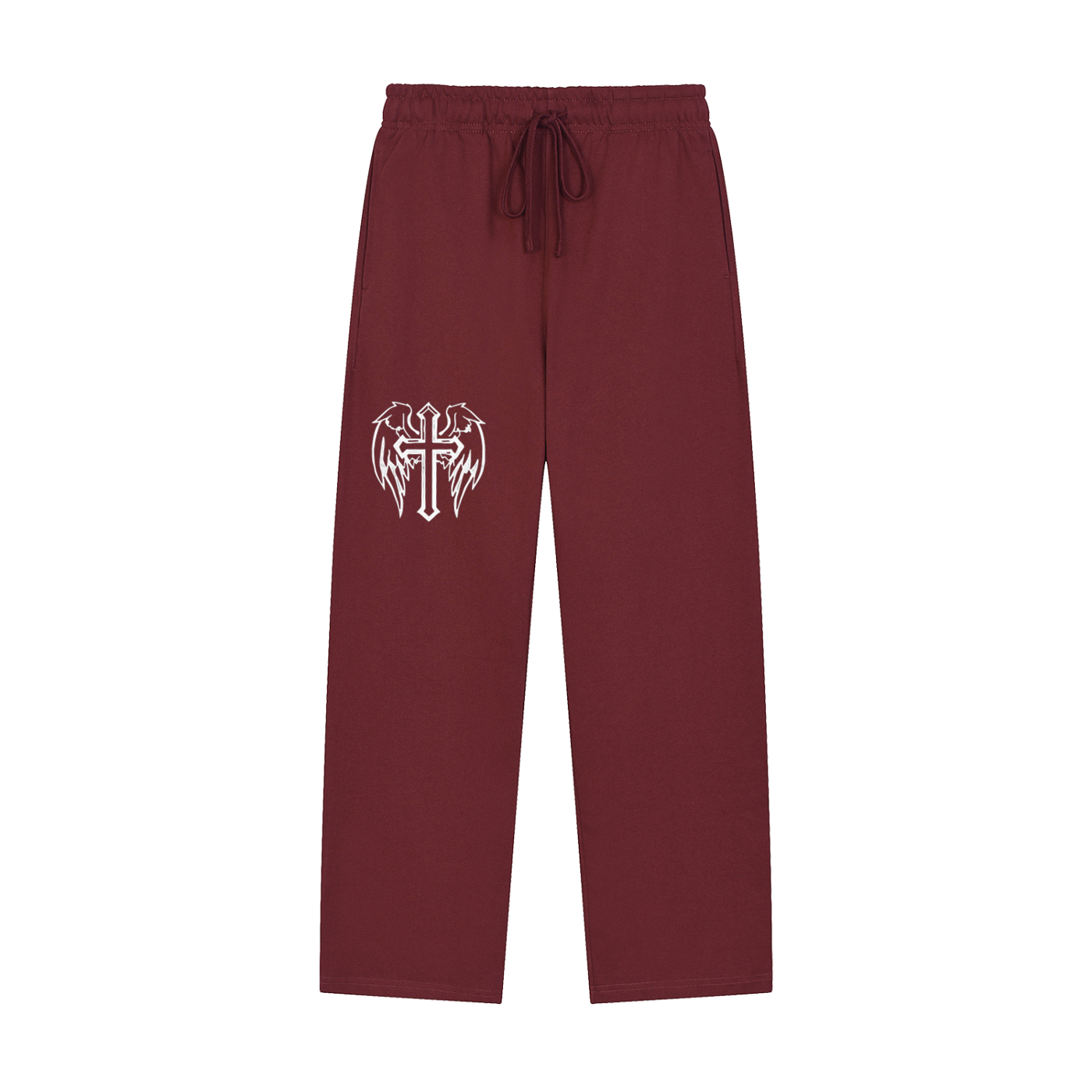 Solid Color Cross Straight-Leg Sweatpants