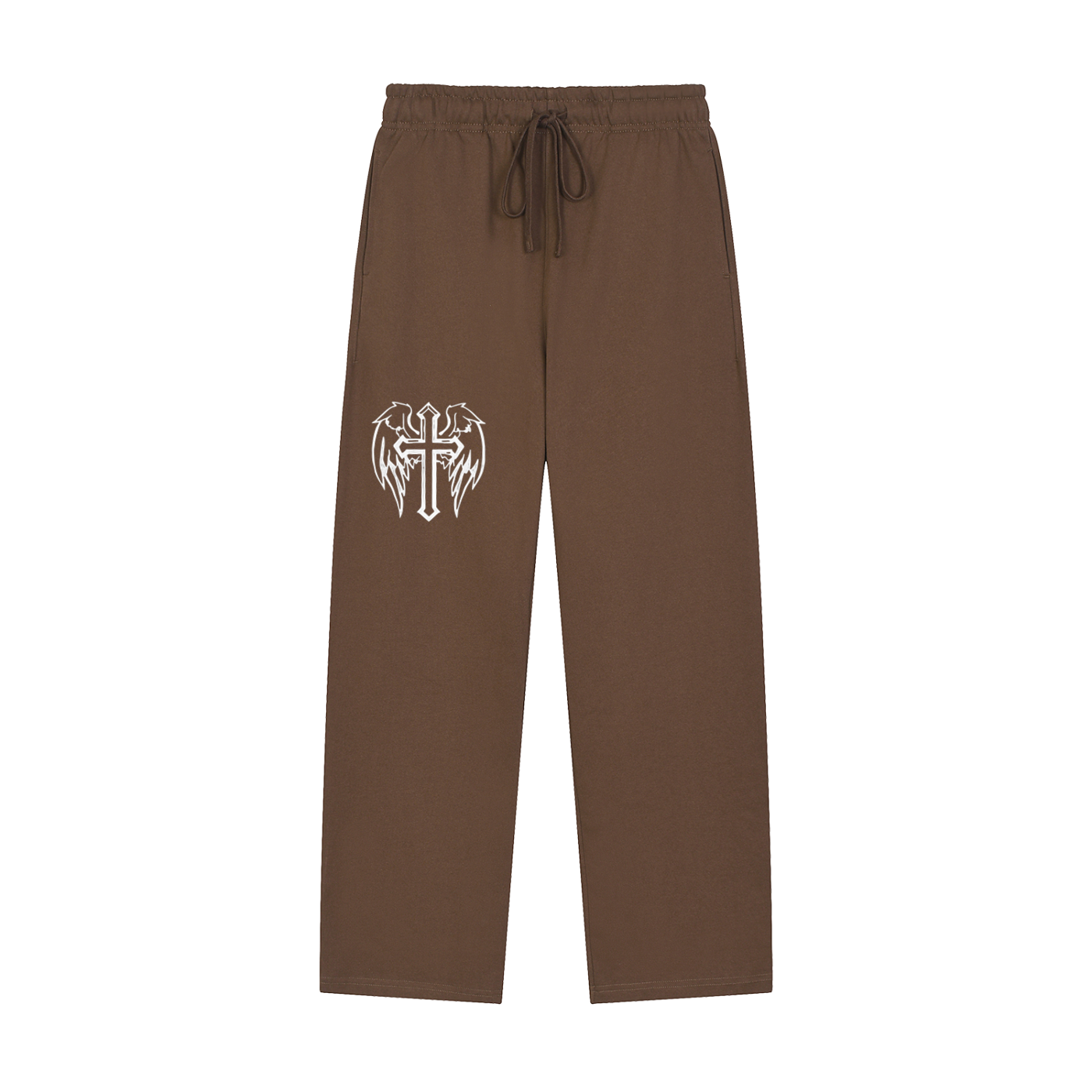 Solid Color Cross Straight-Leg Sweatpants