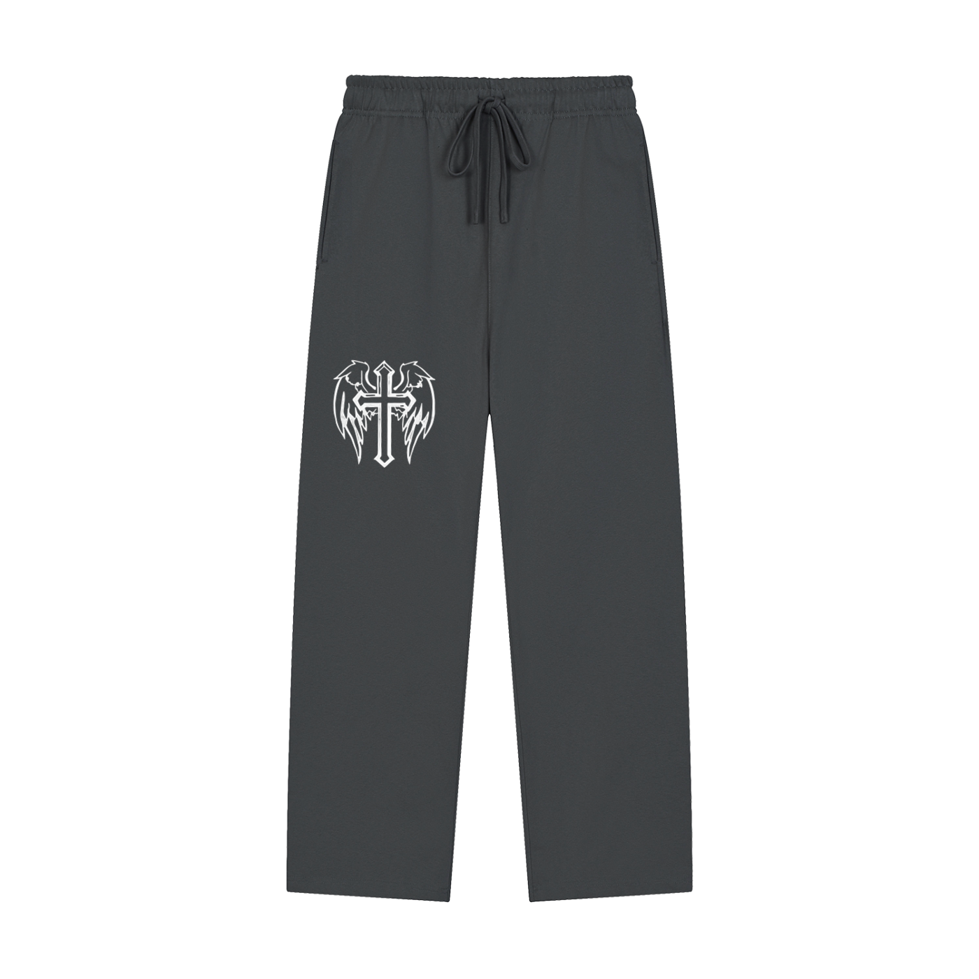 Solid Color Cross Straight-Leg Sweatpants